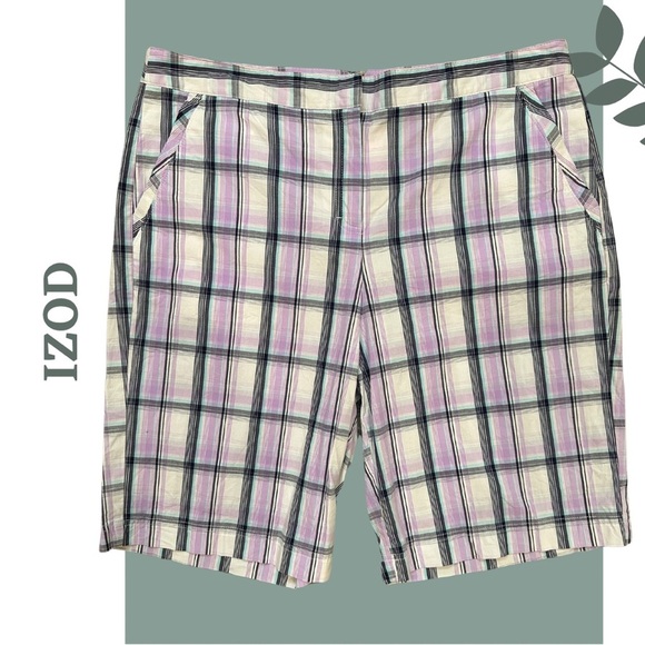 IZOD Women’s Plaid Golf Athletic Shorts 11” Inseam size 12 - Picture 1 of 7